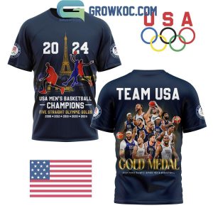 USA Men’s Basketball Five Straight Olympic Golds 2024 Hoodie T-Shirt