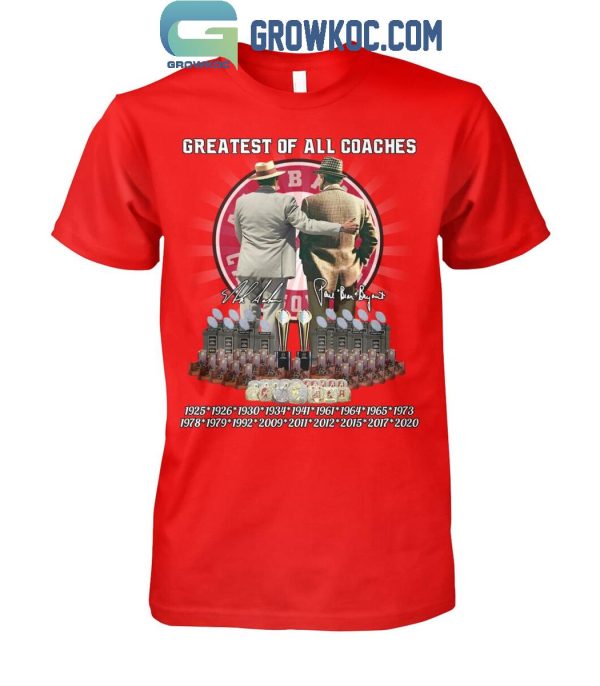 Alabama Crimson Tide GOAT Coaches Nick Saban Bear Bryant T-Shirt