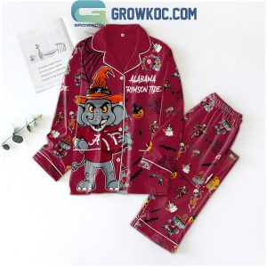 Alabama Crimson Tide Happy Halloween 2024 Polyester Pajamas Set Red Design