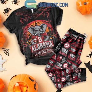 Alabama Crimson Tide Spooky Season Fear The Tide Fleece Pajamas Set