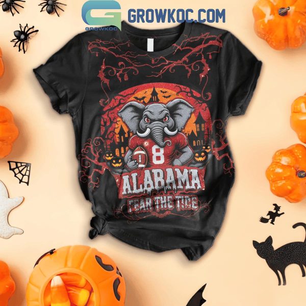 Alabama Crimson Tide Spooky Season Fear The Tide Fleece Pajamas Set