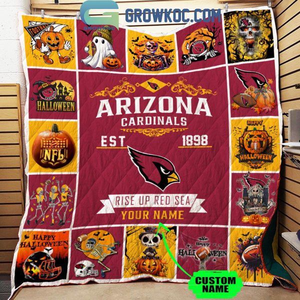 Arizona Cardinals Rise Up Red Sea Est. 1898 Halloween Personalized Fleece Blanket Quilt