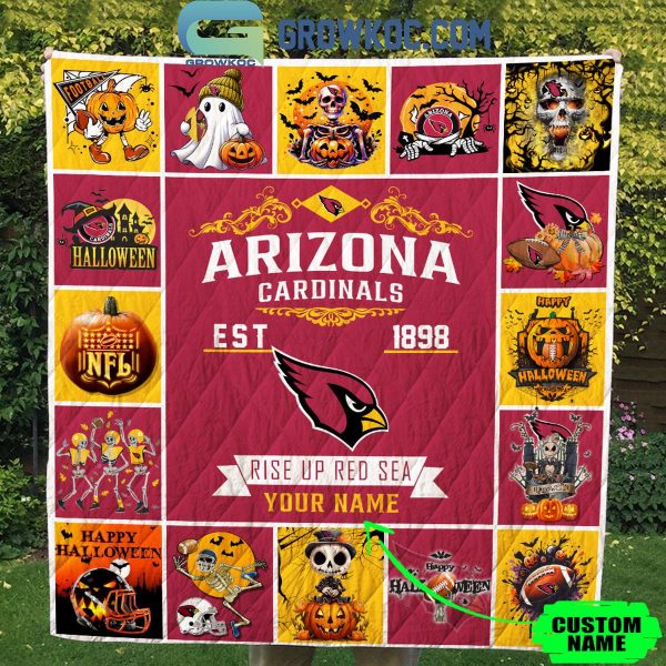 Arizona Cardinals Rise Up Red Sea Est. 1898 Halloween Personalized Fleece Blanket Quilt