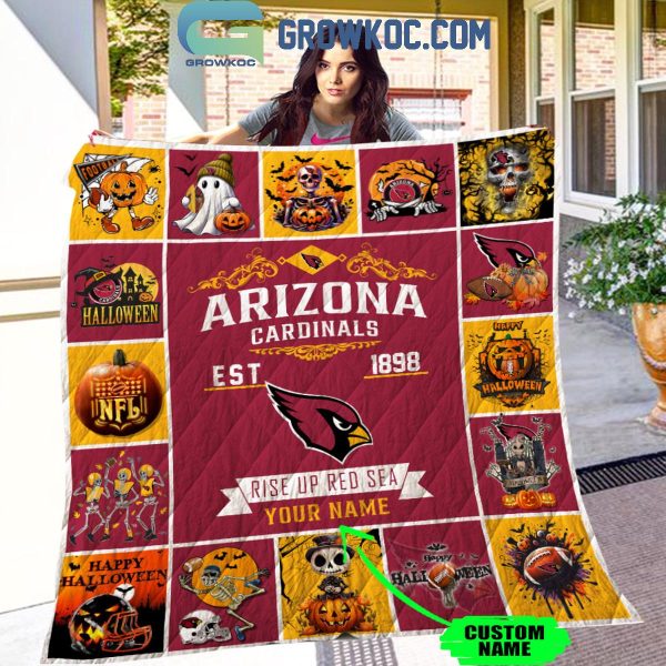 Arizona Cardinals Rise Up Red Sea Est. 1898 Halloween Personalized Fleece Blanket Quilt