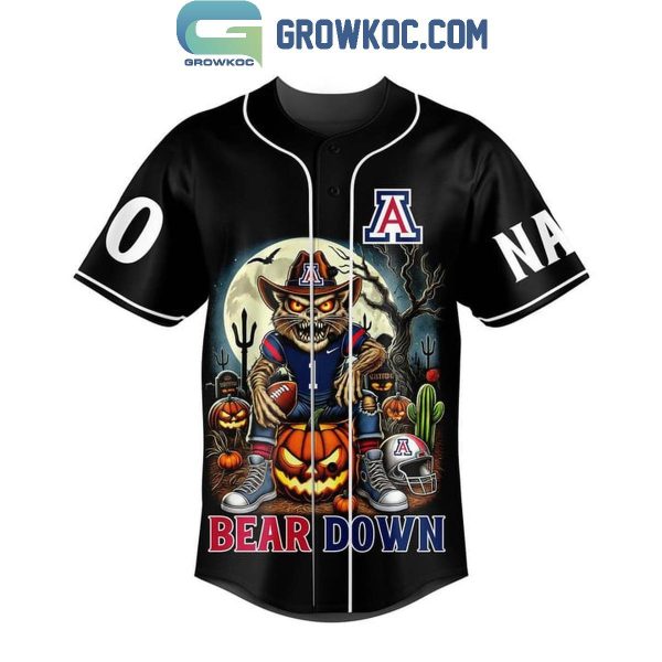 Arizona Wildcats Halloween Bear Down With Fear Personalized Baseball Jersey