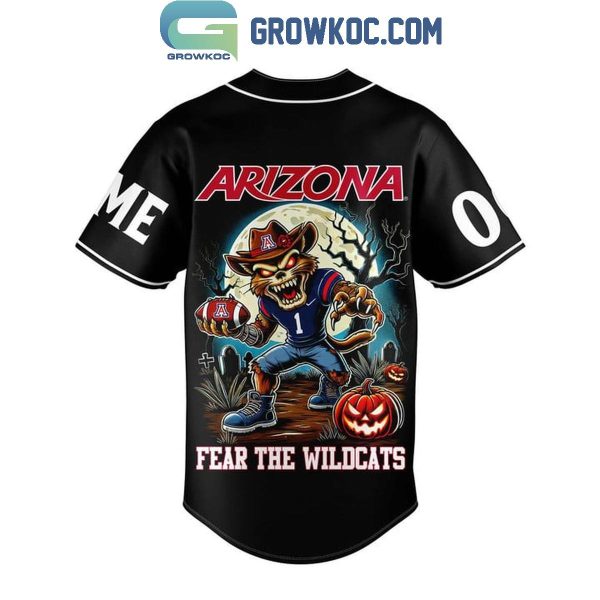 Arizona Wildcats Halloween Bear Down With Fear Personalized Baseball Jersey