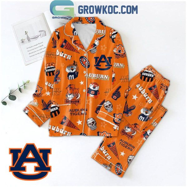 Auburn Tigers Go Tigers Halloween Polyester Pajamas Set Orange