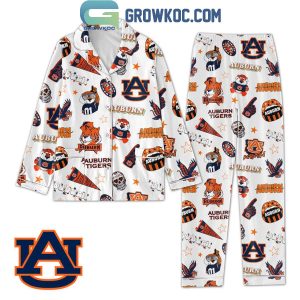 Auburn Tigers Go Tigers Halloween Polyester Pajamas Set White