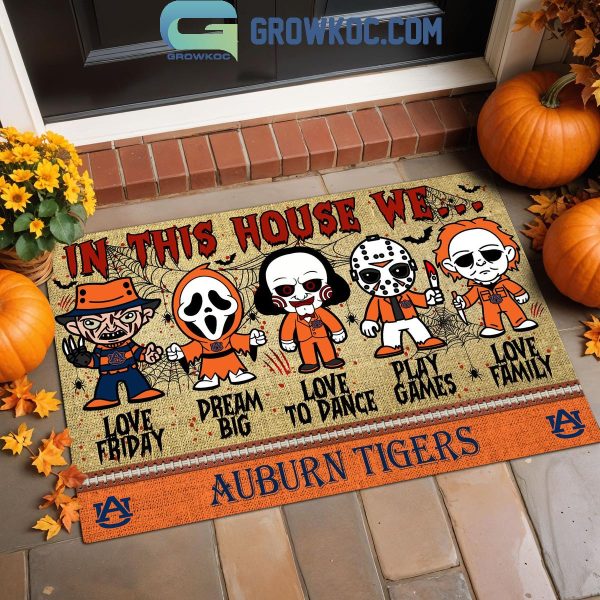 Auburn Tigers In This House We Love Halloween Horror Movies Doormat