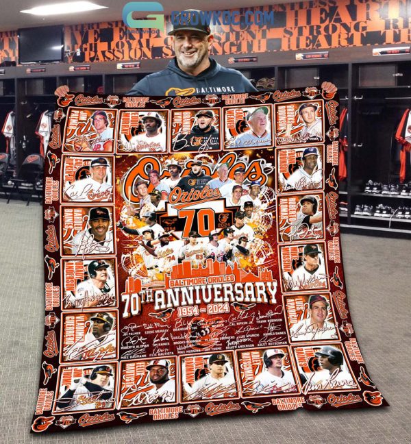 Baltimore Orioles 70th Anniversary 1954 2024 Fleece Blanket Quilt