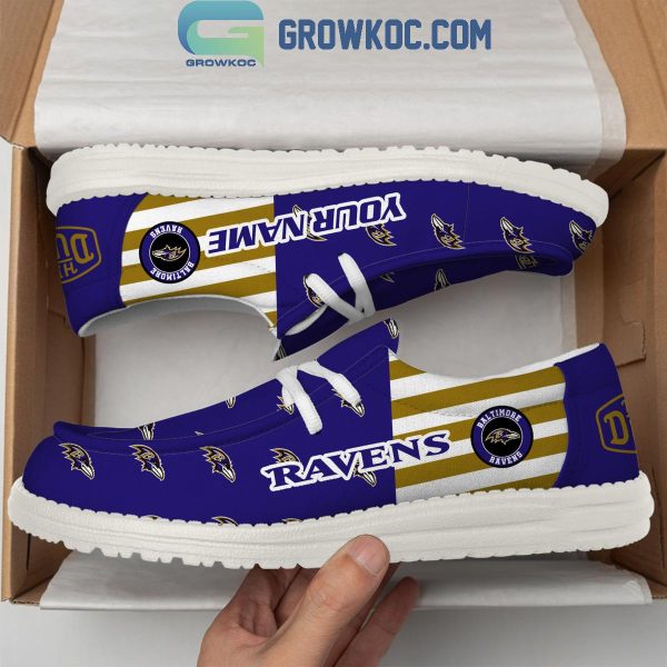 Baltimore Ravens 2024 Version Personalized Hey Dude Shoes