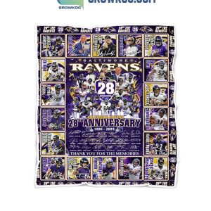 Baltimore Ravens 28th Anniversary 1996-2024 Thank You Fleece Blanket Quilt