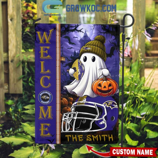 Baltimore Ravens Welcome Halloween 2024 Personalized House Garden Flag