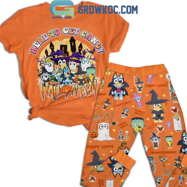 Bluey Here To Get Candy Happy Halloween Fleece Pajamas Set