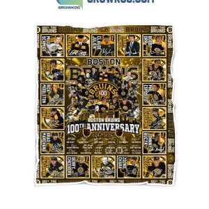 Boston Bruins 100th Anniversary 1924-2024 The Bruins Fleece Blanket Quilt