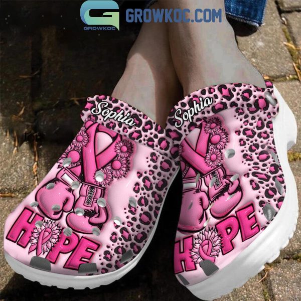 Breast Cancer Awareness HOPE Fighters Pink Ribbon Personalized Crocs Clogs