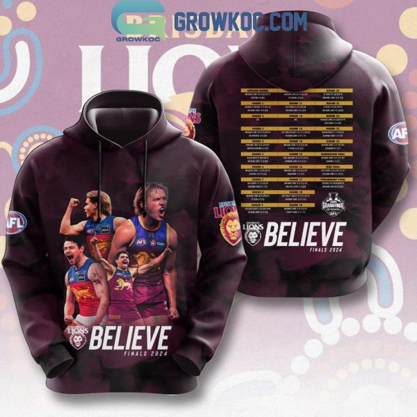 Brisbane Lions Believe 2024 AFL Grand Finalist Hoodie T-Shirt