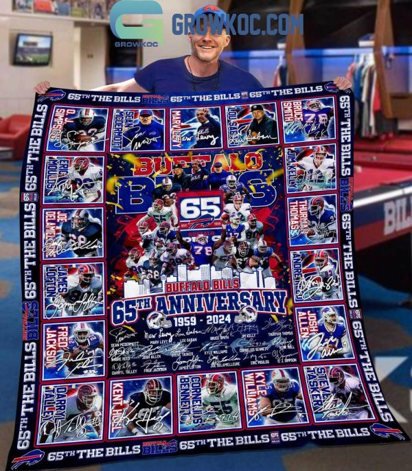 Buffalo Bills 65th Anniversary 1959-2024 Fleece Blanket Quilt