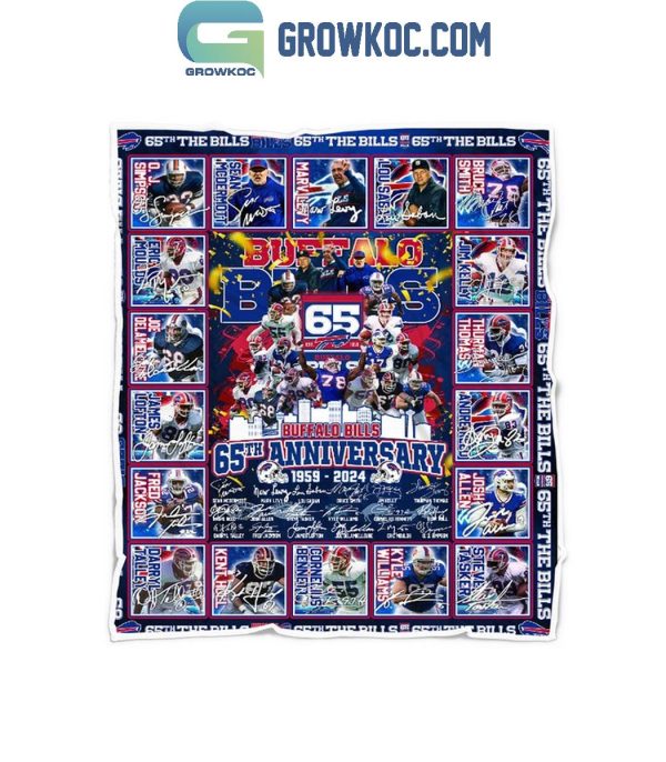 Buffalo Bills 65th Anniversary 1959-2024 Fleece Blanket Quilt