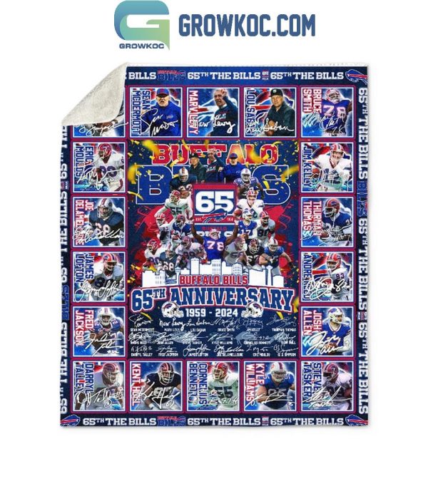 Buffalo Bills 65th Anniversary 1959-2024 Fleece Blanket Quilt