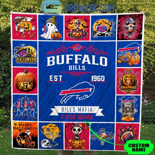 Buffalo Bills Bill Mafia Est. 1960 Halloween Personalized Fleece Blanket Quilt