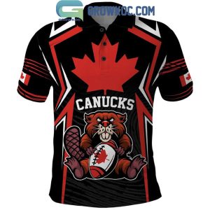 Canada Rugby Canucks Team Beaver and Maple Leaf Personalized Polo Shirt