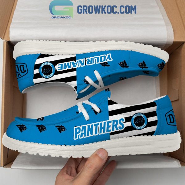 Carolina Panthers 2024 Version Personalized Hey Dude Shoes