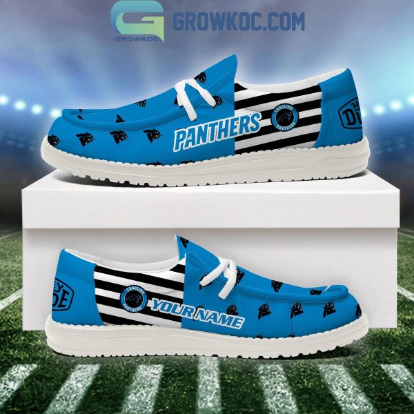 Carolina Panthers 2024 Version Personalized Hey Dude Shoes