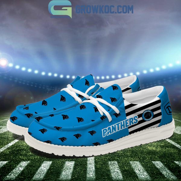 Carolina Panthers 2024 Version Personalized Hey Dude Shoes