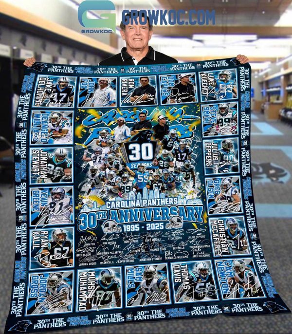 Carolina Panthers 30th Anniversary 1995-2025 Thank You Fleece Blanket Quilt