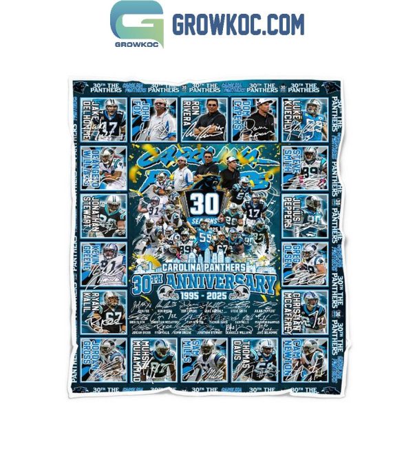 Carolina Panthers 30th Anniversary 1995-2025 Thank You Fleece Blanket Quilt