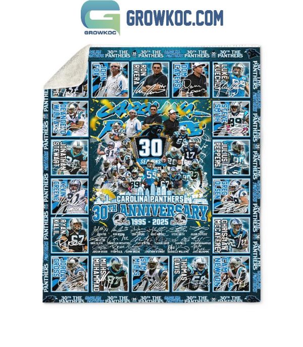 Carolina Panthers 30th Anniversary 1995-2025 Thank You Fleece Blanket Quilt