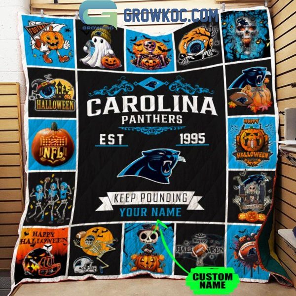 Carolina Panthers Keep Punding Est. 1996 Halloween Personalized Fleece Blanket Quilt