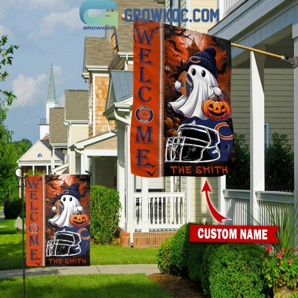 Chicago Bears Welcome Halloween 2024 Personalized House Garden Flag