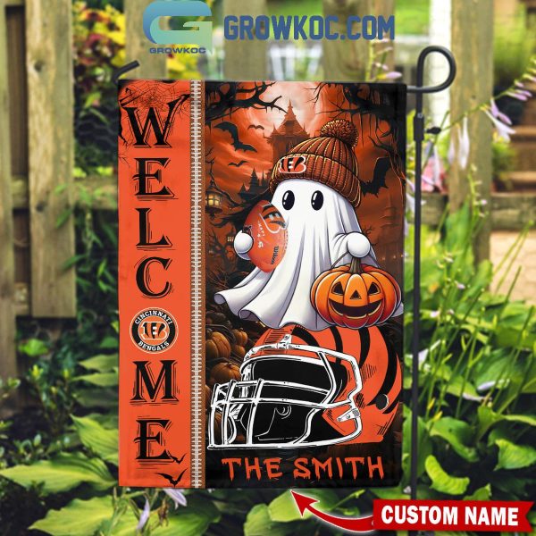 Cincinnati Bengals Welcome Halloween 2024 Personalized House Garden Flag