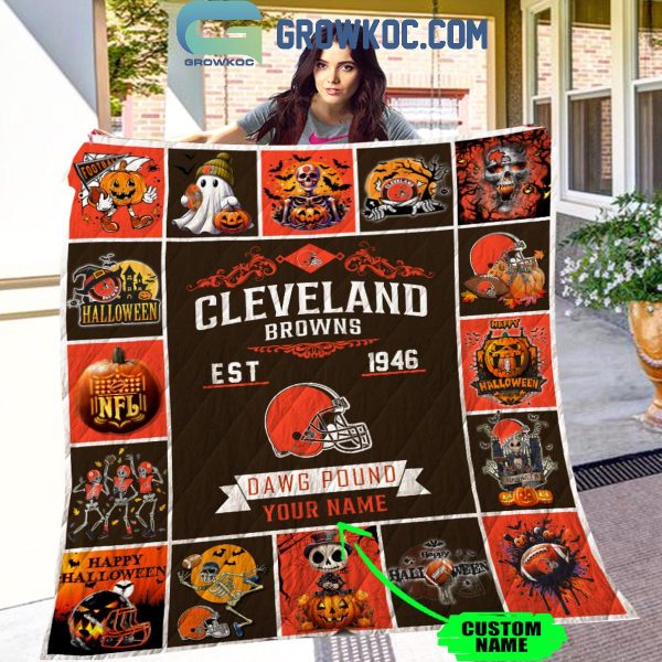 Cleveland Browns Dawgs Pound Est. 1946 Halloween Personalized Fleece Blanket Quilt