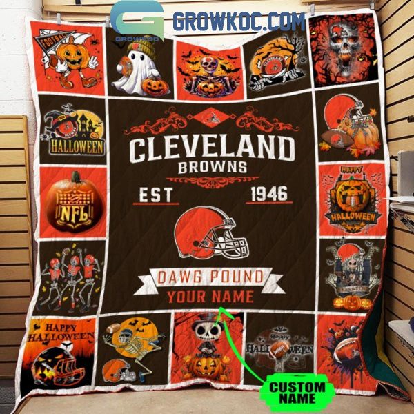 Cleveland Browns Dawgs Pound Est. 1946 Halloween Personalized Fleece Blanket Quilt