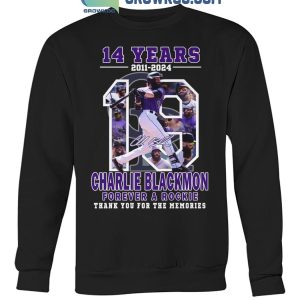 Colorado Rockies Charlie Blackmon Forever A Rookie Thank You For 14 Years T-Shirt