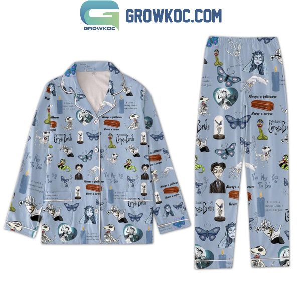 Corpse Bride Tim Burton 2024 Polyester Pajamas Set Light Blue Design