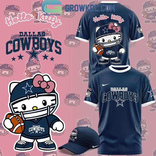 Dallas Cowboys 50th Anniversary Of Hello Kitty 2024 Navy Hoodie T-Shirt