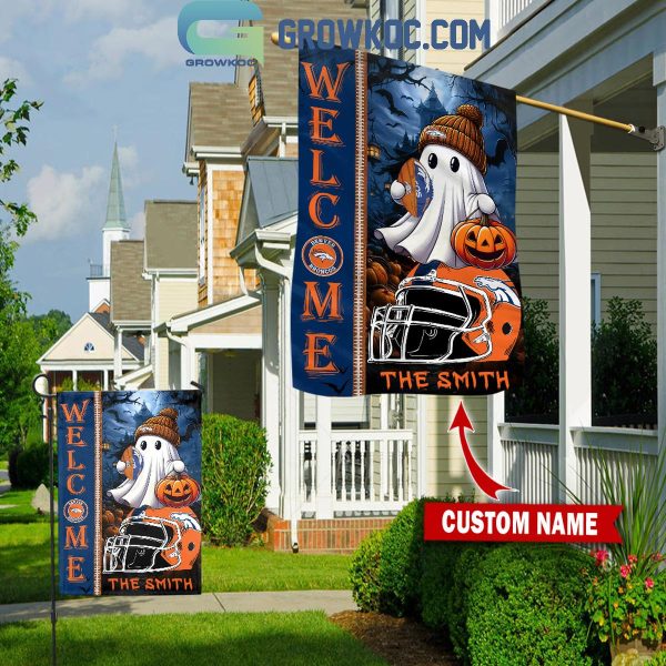 Denver Broncos Welcome Halloween 2024 Personalized House Garden Flag