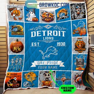 Detroit Lions One Pride Est. 1930 Halloween Personalized Fleece Blanket Quilt