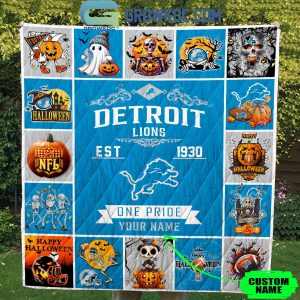 Detroit Lions One Pride Est. 1930 Halloween Personalized Fleece Blanket Quilt