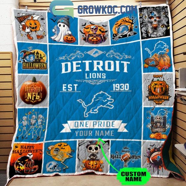 Detroit Lions One Pride Est. 1930 Halloween Personalized Fleece Blanket Quilt