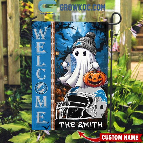 Detroit Lions Welcome Halloween 2024 Personalized House Garden Flag