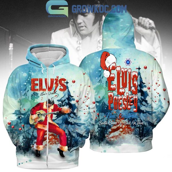 Elvis Presley Blue Christmas Santa Claus Is Back In Town Hoodie T-Shirt