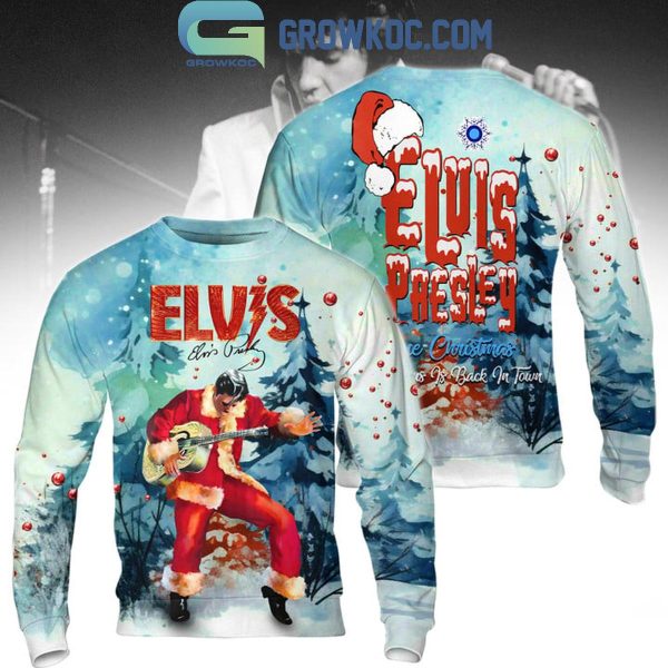 Elvis Presley Blue Christmas Santa Claus Is Back In Town Hoodie T-Shirt