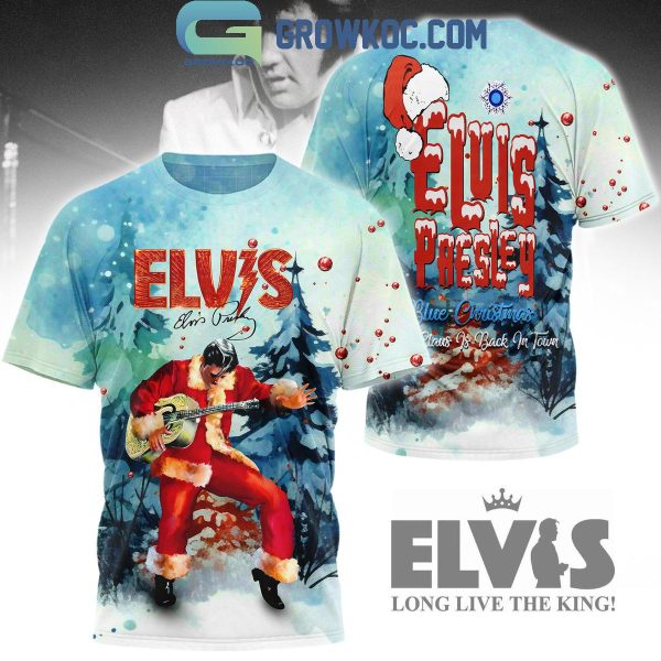 Elvis Presley Blue Christmas Santa Claus Is Back In Town Hoodie T-Shirt