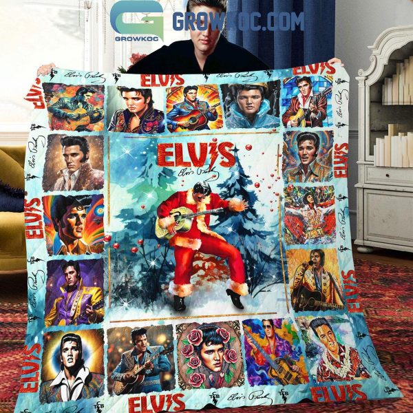 Elvis Presley The Santa Clause Of Rock And Roll Fleece Blanket Quilt