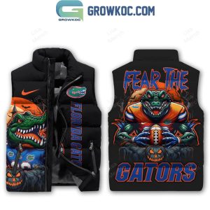 Florida Gators Fear The Gators In Halloween 2024 Sleeveless Puffer Jacket